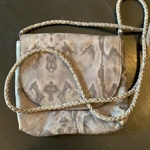 Gray leather small crossbody bag